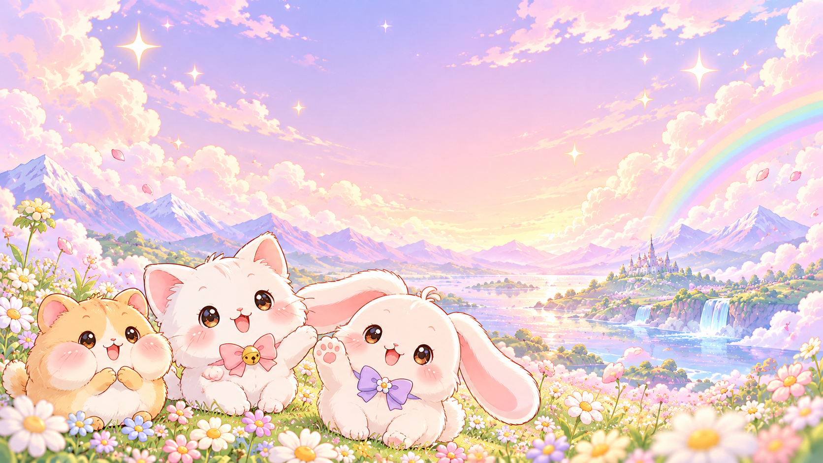 アニメ調の猫・うさぎ・ハムスター
